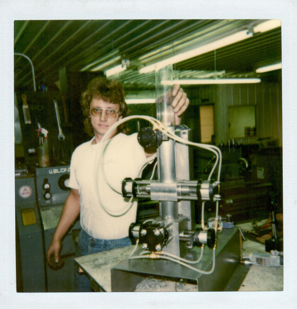 John Buermann working in the Stang Precision shop