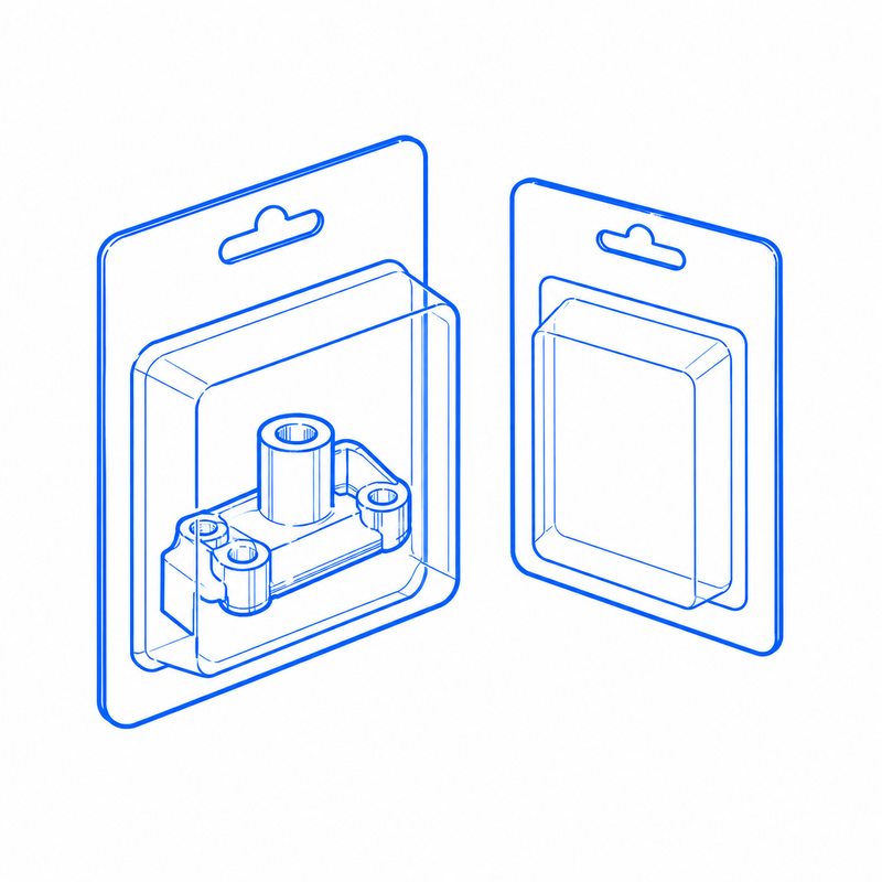 Retail blister packages with formed clear cavities and backing cards