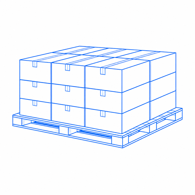Sealed shipping cartons stacked on a pallet