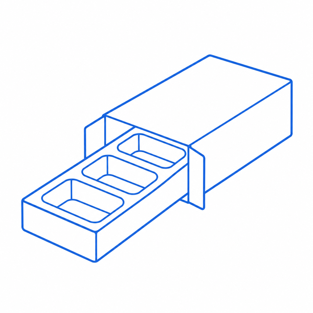 Formed plastic insert tray sliding into a carton